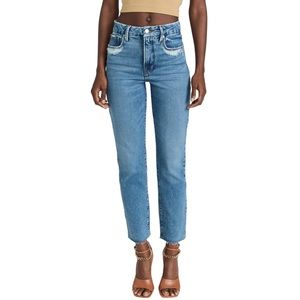 GOOD AMERICAN Good Vintage High Waist Distressed Crop Jeans